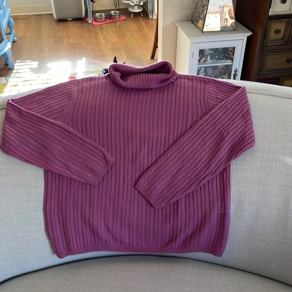 Talbots Vintage Cable Knit Turtleneck Sweater